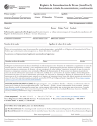 Texas Immunization Registry (Immtrac2) - Withdrawal of Consent and Confirmation Form - Texas (English/Spanish), Page 2