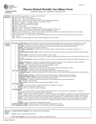 Form V.7 Disaster-Related Mortality Surveillance Form - Texas, Page 2