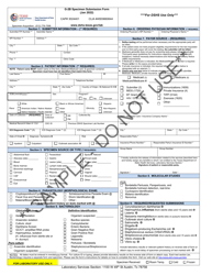 Document preview: Form G-2B Bacteriology and Parasitology Specimen Submission Form - Sample - Texas