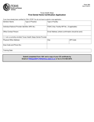 Document preview: Form 1091 First Dental Home Certification Application - Texas