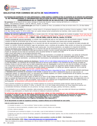 Formulario VS-140 Solicitud Por Correo De Acta De Nacimiento - Texas (Spanish), Page 2
