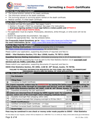 Form VS-172 Death Certificate Correction Application - Texas