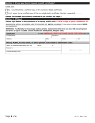 Form VS-172 Death Certificate Correction Application - Texas, Page 4