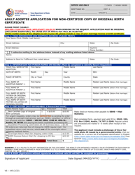 Document preview: Form VS-145 Adult Adoptee Application for Non-certified Copy of Original Birth Certificate - Texas
