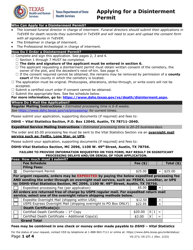 Document preview: Form VS-271 (VS-271.1) Application for Disinterment Permit - Texas