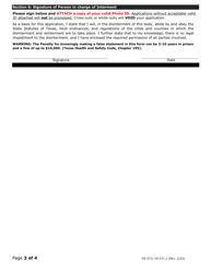Form VS-271 (VS-271.1) Application for Disinterment Permit - Texas, Page 3