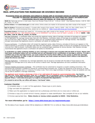 Form VS-142.9 Mail Application for Marriage or Divorce Record - Texas, Page 2