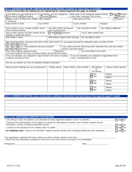 Form VS-2271 Texas Voluntary Central Adoption Registry Registration Application - Texas, Page 2