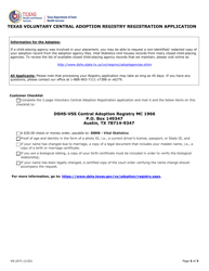 Form VS-2271 Texas Voluntary Central Adoption Registry Registration Application - Texas, Page 3