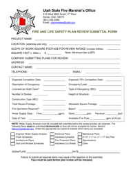 Document preview: Fire and Life Safety Plan Review Submittal Form - Utah