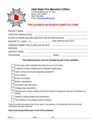 Document preview: Fire Alarm Plan Review Submittal Form - Utah