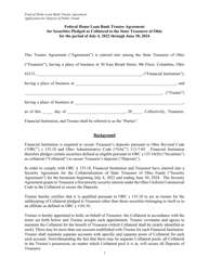 Federal Home Loan Bank Trustee Agreement for Securities Pledged as Collateral to the State Treasurer of Ohio - Ohio
