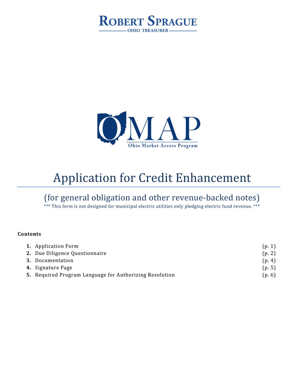Application for Credit Enhancement - Ohio, Page 1