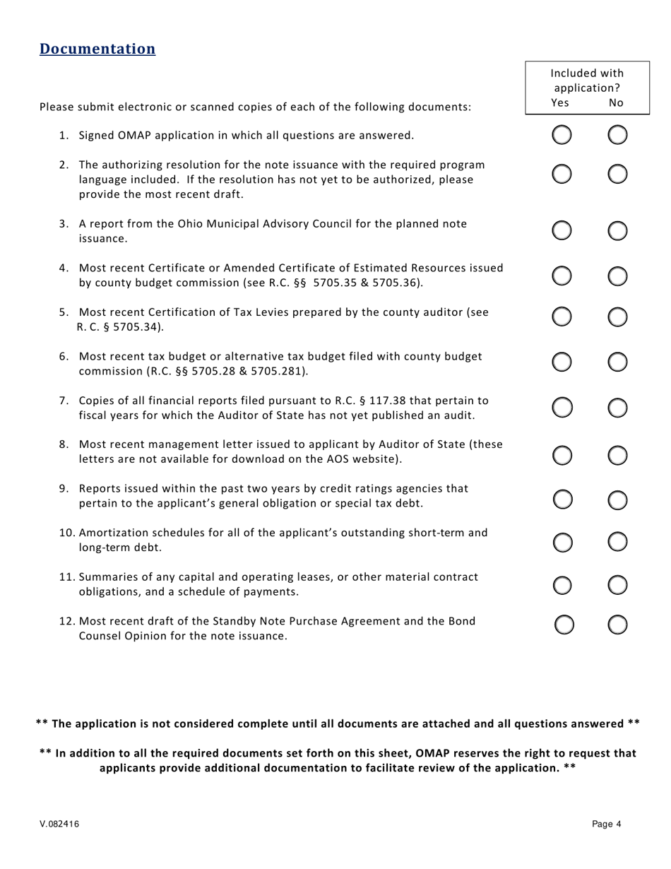 Application for Credit Enhancement - Ohio, Page 5