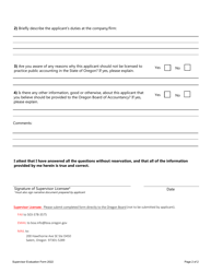 Supervisor Evaluation Form - Oregon, Page 2