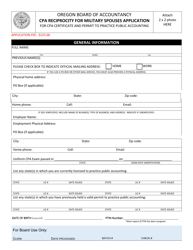 CPA Reciprocity for Military Spouses Application for CPA Certificate and Permit to Practice Public Accounting - Oregon, Page 2