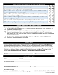 CPA Reciprocity for Military Spouses Application for CPA Certificate and Permit to Practice Public Accounting - Oregon, Page 3