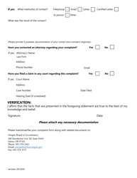 Complaint Form - Oregon, Page 3