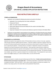 Document preview: CPA/Pa Initial License Application for CPA Certificate and Permit to Practice Public Accounting - Oregon