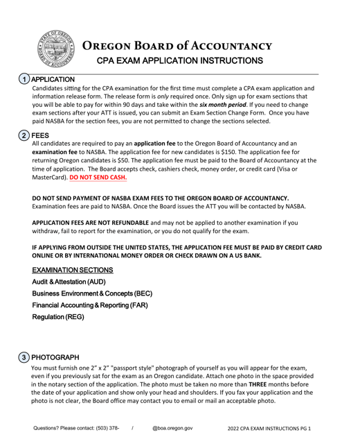 CPA Exam Application - Oregon Download Pdf