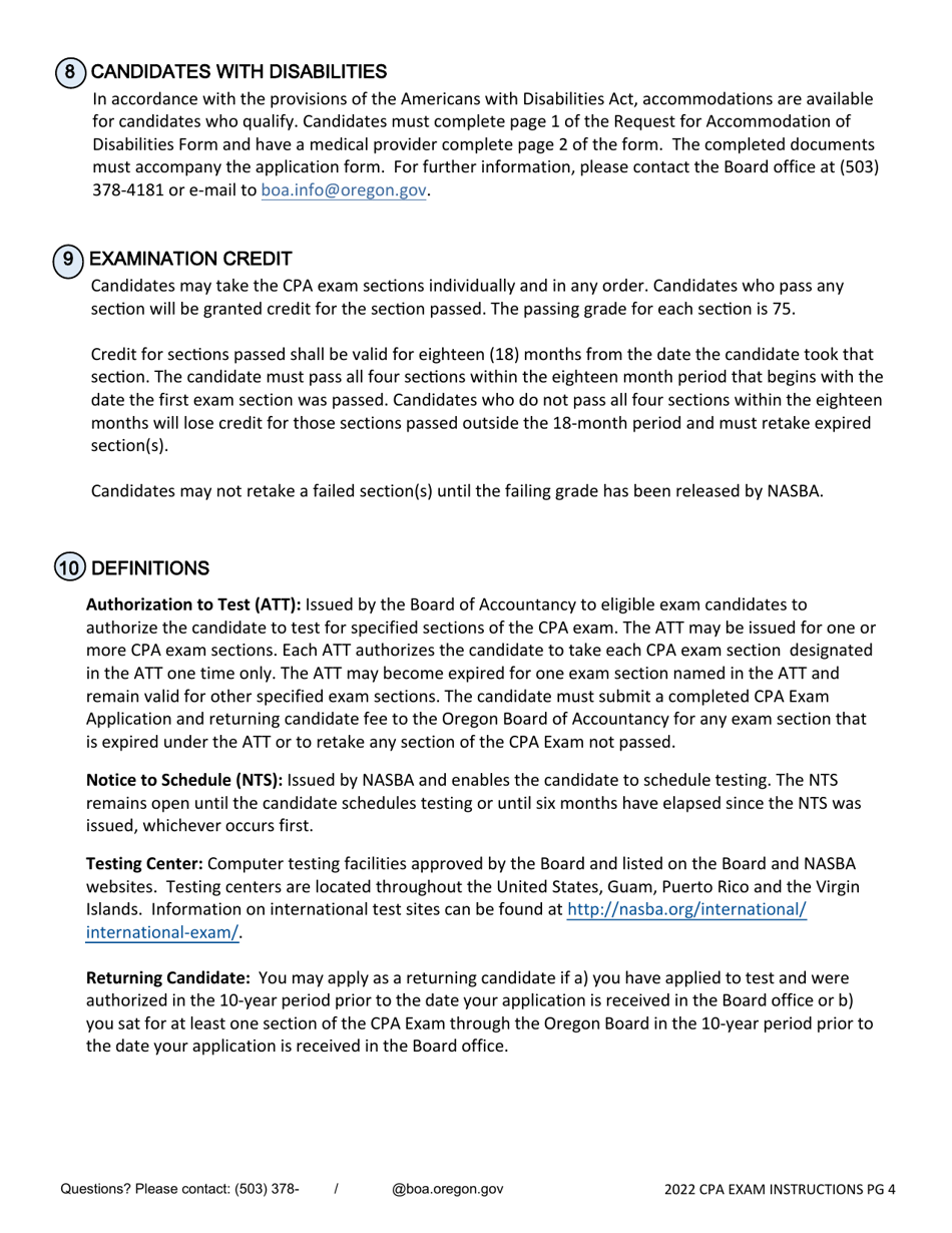 CPA Exam Application - Oregon, Page 4
