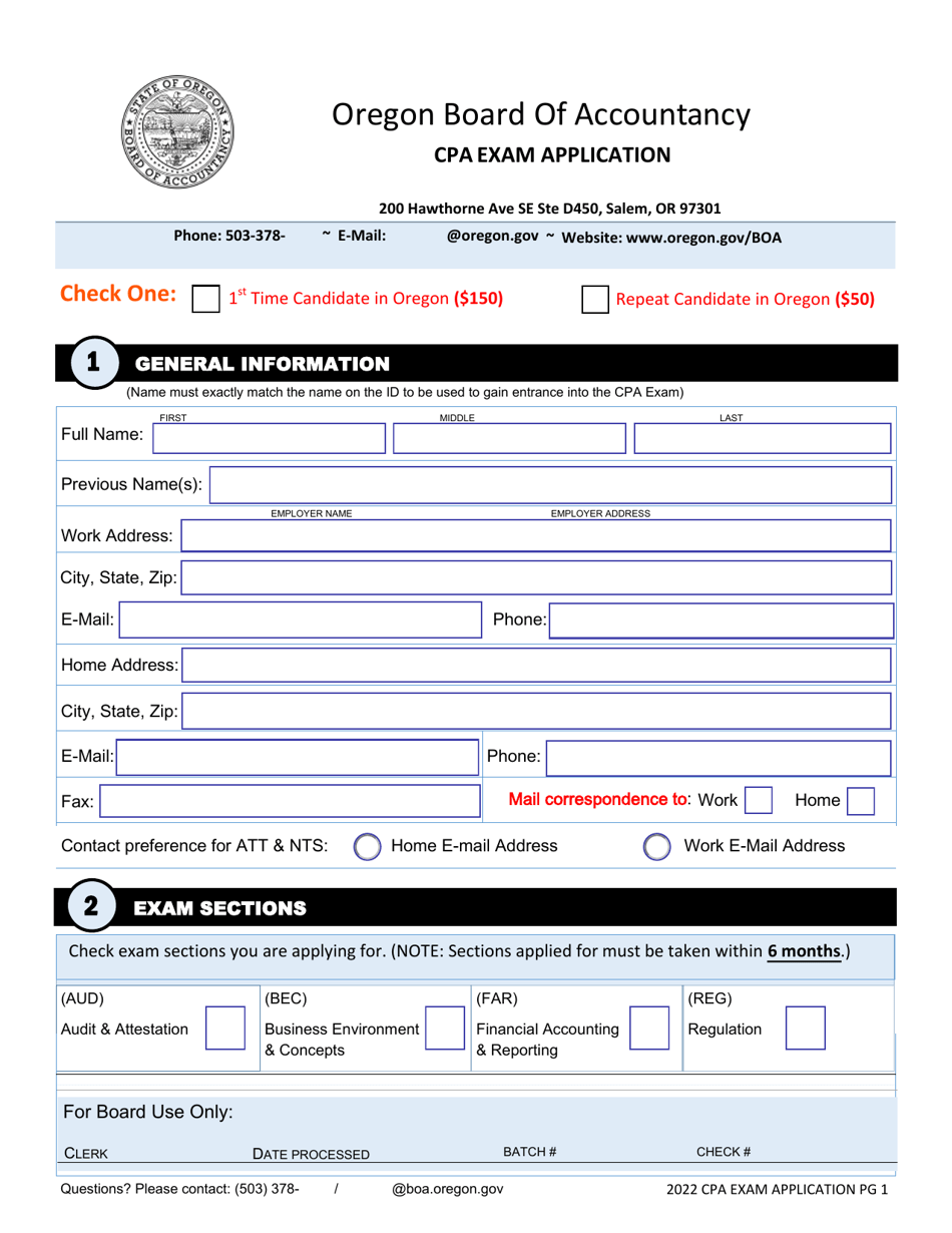CPA Exam Application - Oregon, Page 5