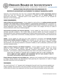 Application for Admission to the Roster of Accountants Authorized to Conduct Municipal Audits - Oregon