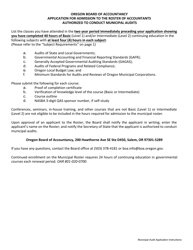 Application for Admission to the Roster of Accountants Authorized to Conduct Municipal Audits - Oregon, Page 2