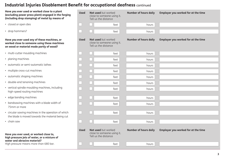 Form BI100OD Industrial Injuries Disablement Benefit for Occupational Deafness - United Kingdom, Page 3