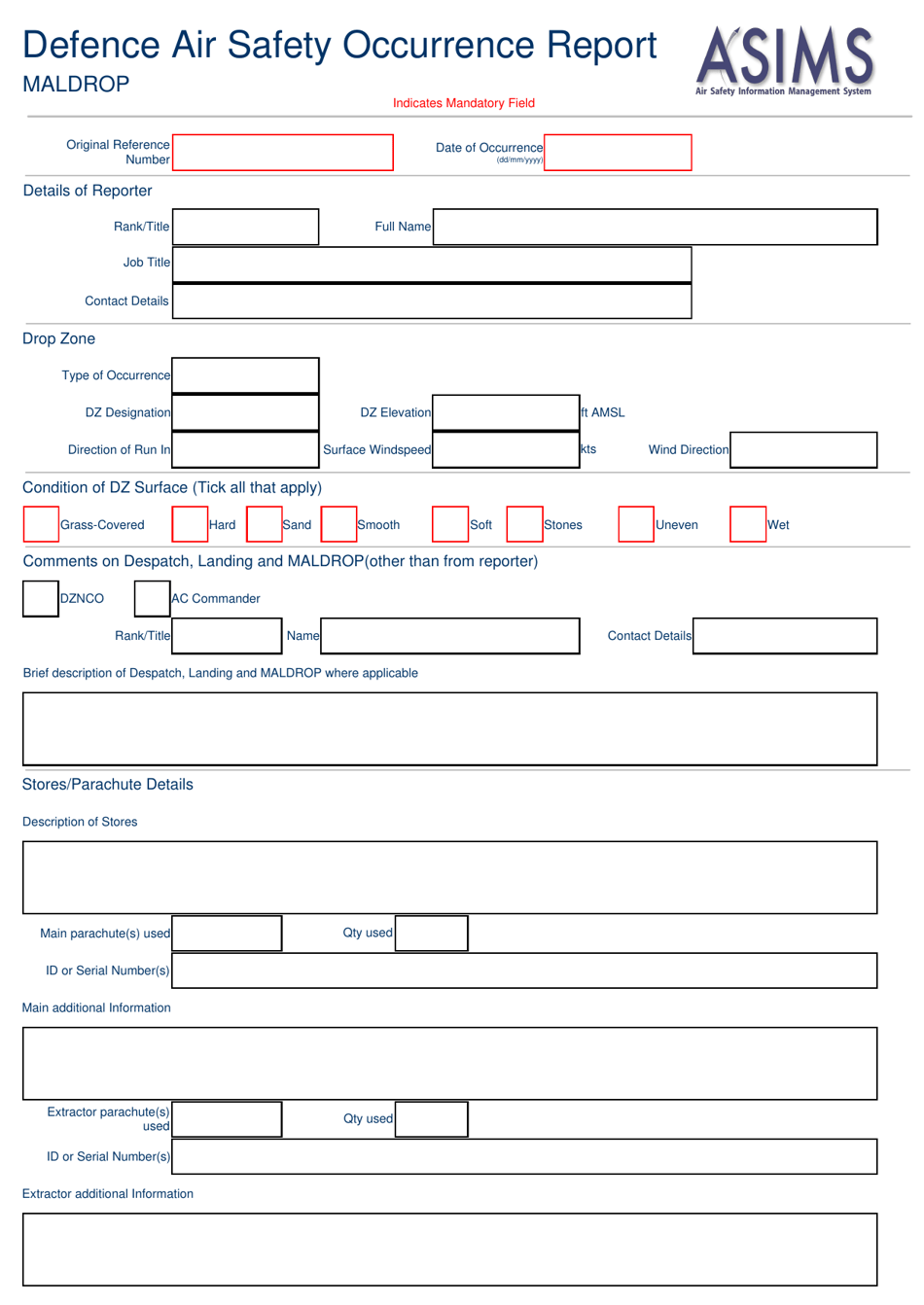 United Kingdom Defence Air Safety Occurrence Report - Maldrop - Fill ...