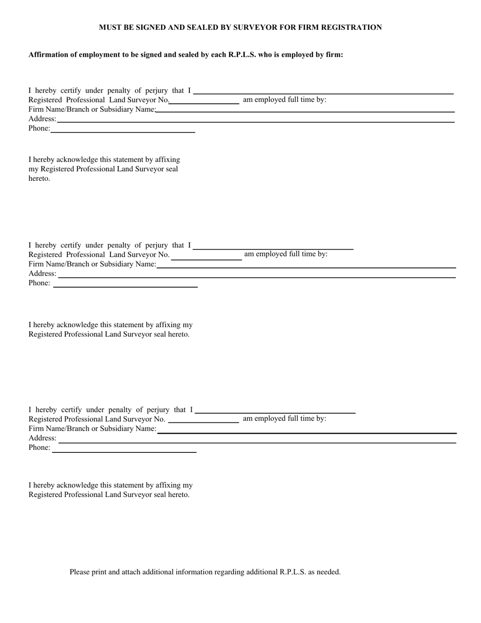 Surveying Firm Registration Form - Texas, Page 3