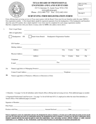Document preview: Surveying Firm Registration Form - Texas