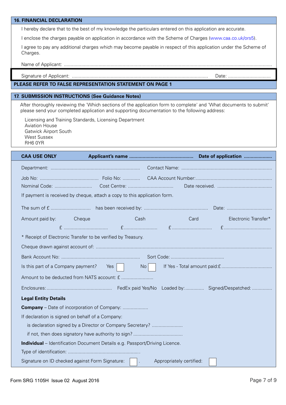 Form SRG1105H Helicopter - Application for Part-Fcl Private Pilot Licence and Light Aircraft Pilot Licence - United Kingdom, Page 7