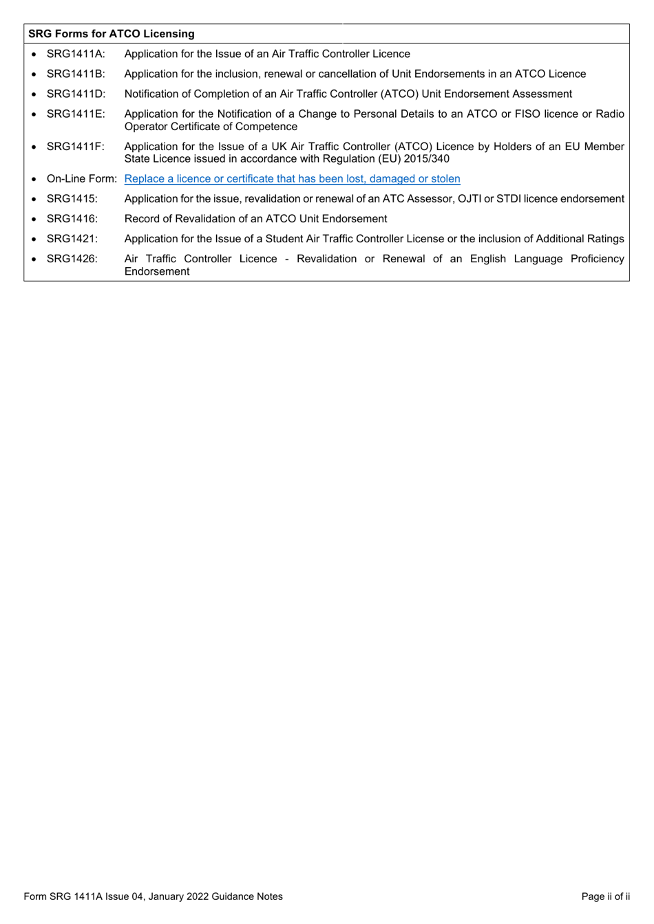 Form SRG1411A Application for the Initial Issue of an Air Traffic Controller (Atco) Licence (Regulation UK (Eu) 2015 / 340) - United Kingdom, Page 5