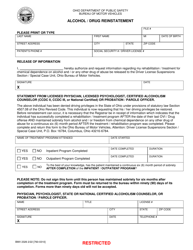 Document preview: Form BMV2326 Alcohol/Drug Reinstatement - Ohio