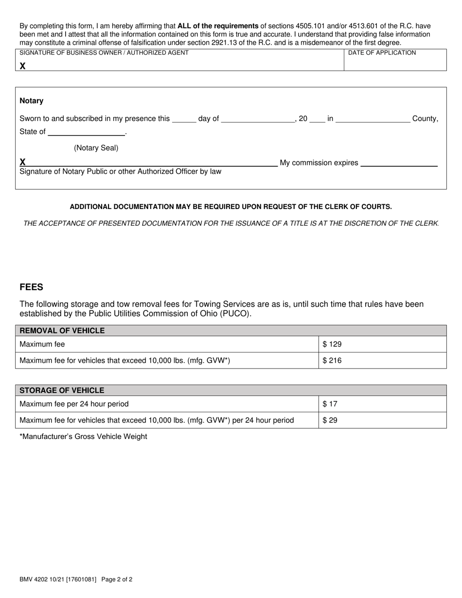 Form BMV4202 Download Printable PDF or Fill Online Unclaimed Motor ...