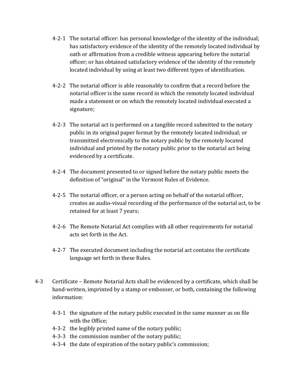 Emergency Administrative Rules for Notaries Public and Remote Notarization - Vermont, Page 3