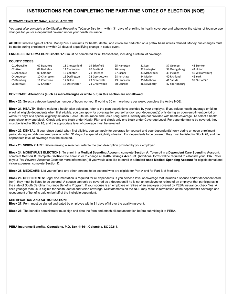 Part-Time Notice of Election (Noe) - South Carolina, Page 3