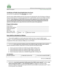 Certificate of Public Good Application Fee Form - Vermont
