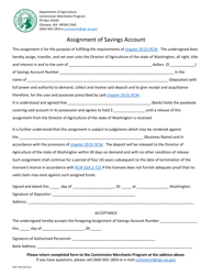 Document preview: Form AGR-7035 Assignment of Savings Account - Washington