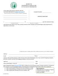Document preview: Form AGR-7085 Commission Merchant Verified Complaint - Washington