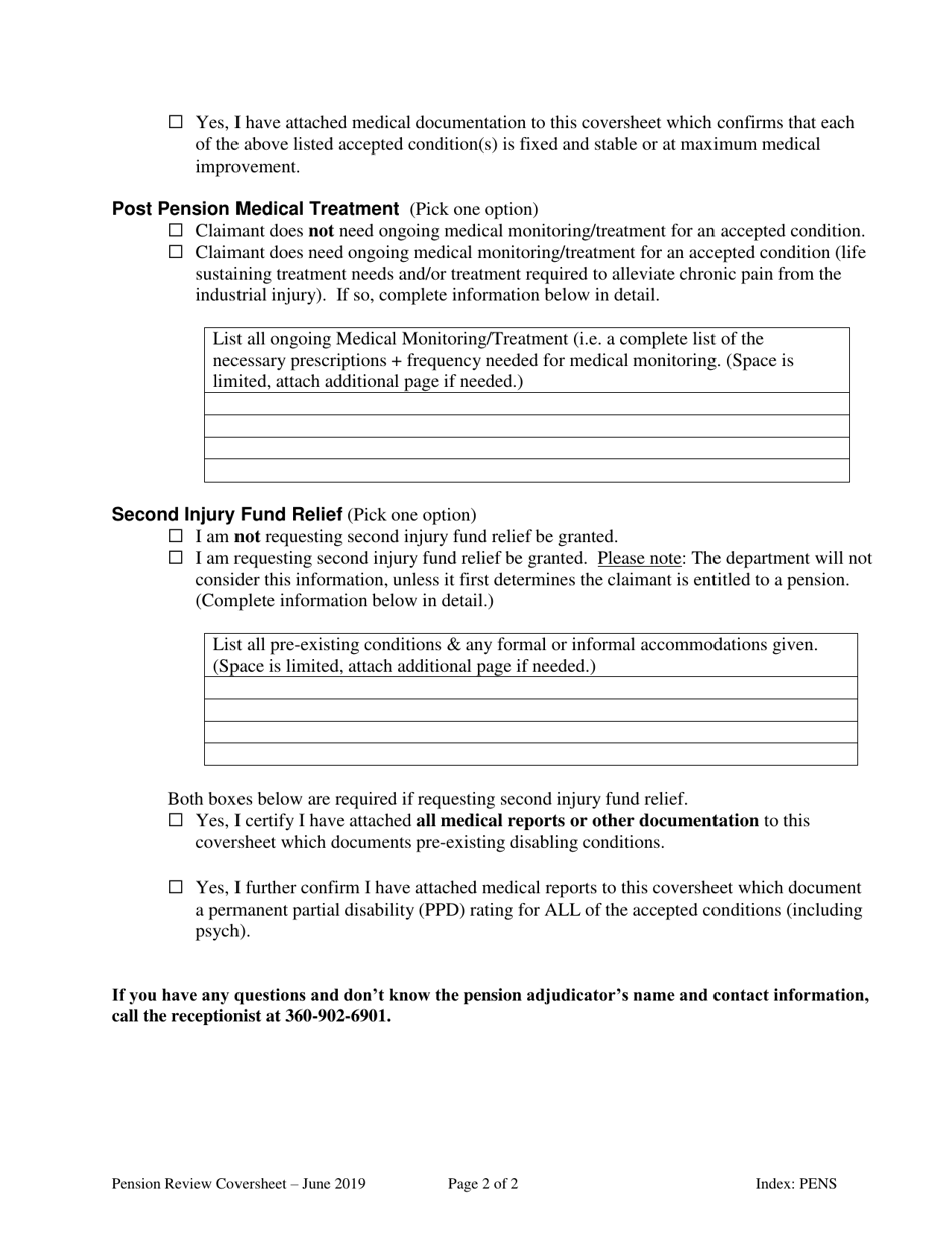 Pension Review Coversheet - Washington, Page 2