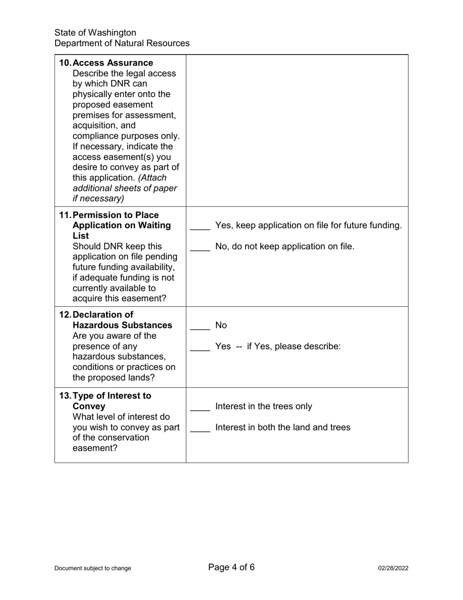 Application Form for Qualifying Channel Migration Zone Lands - Rivers and Habitat Open Space Program - Washington, Page 4