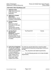 Application Form for Conservation Easements on Critical Habitat for State Listed Threatened or Endangered Species - Rivers and Habitat Open Space Program - Washington, Page 2