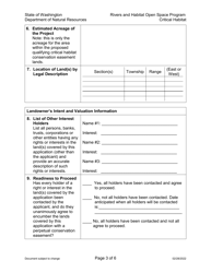 Application Form for Conservation Easements on Critical Habitat for State Listed Threatened or Endangered Species - Rivers and Habitat Open Space Program - Washington, Page 3