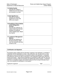 Application Form for Conservation Easements on Critical Habitat for State Listed Threatened or Endangered Species - Rivers and Habitat Open Space Program - Washington, Page 5