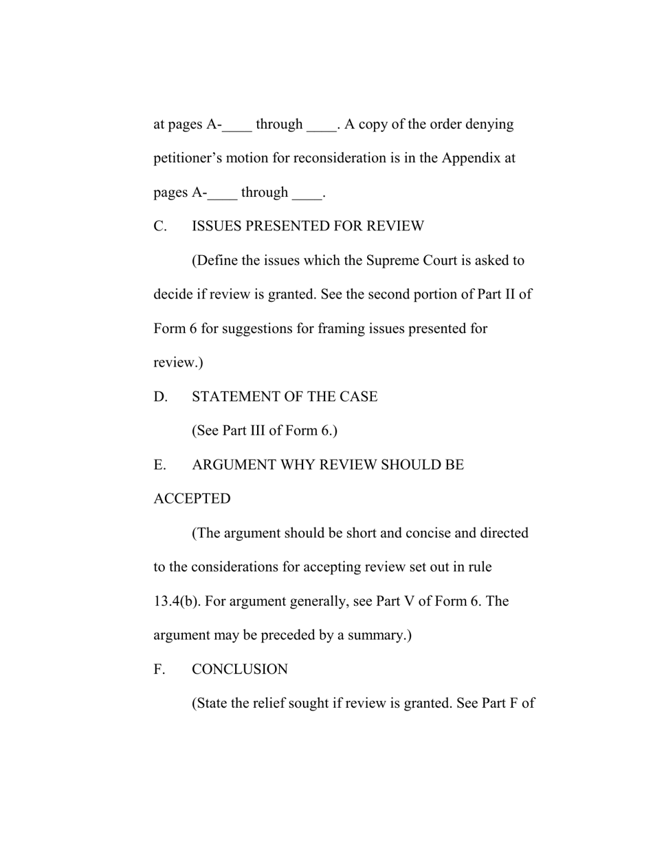 RAP Form 9 Petition for Review - Washington, Page 2