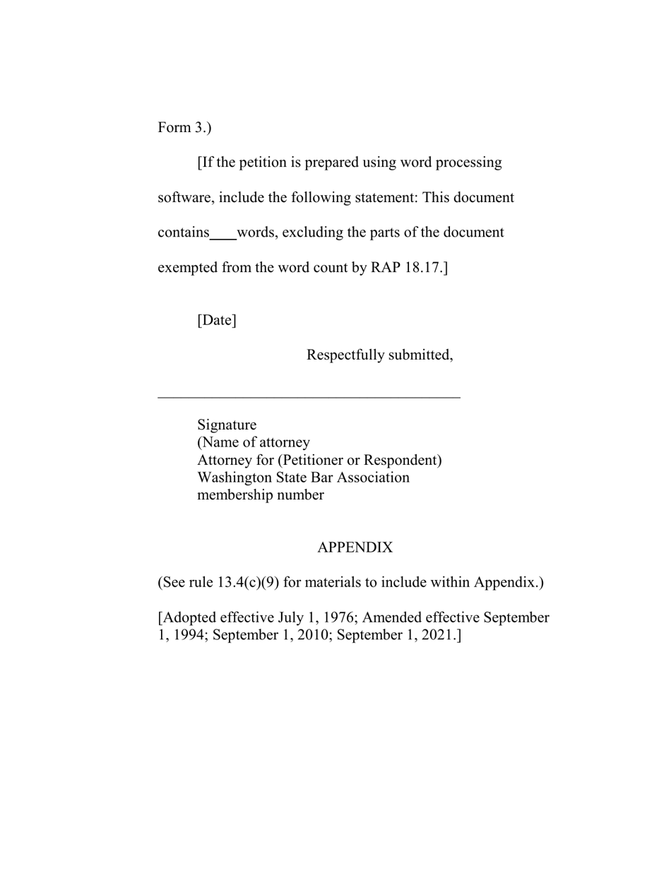 RAP Form 9 Petition for Review - Washington, Page 3