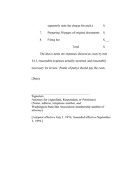 RAP Form 10 Cost Bill - Washington, Page 2