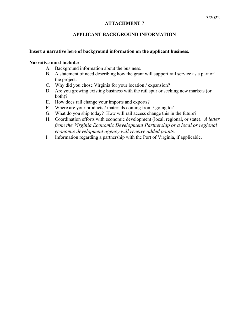 Industrial Access Railroad Tracks Program Application - Virginia, Page 11